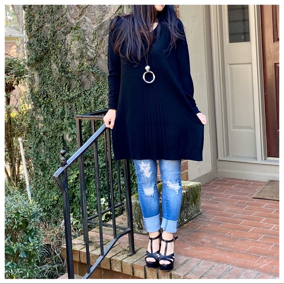 ✨PARIS✨Cashmere blend black soft tunic sweater - Picture 4 of 7